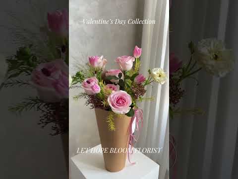 情人節花束2026 | Fallin' all in you | 粉紅色玫瑰及鬱金香花桶