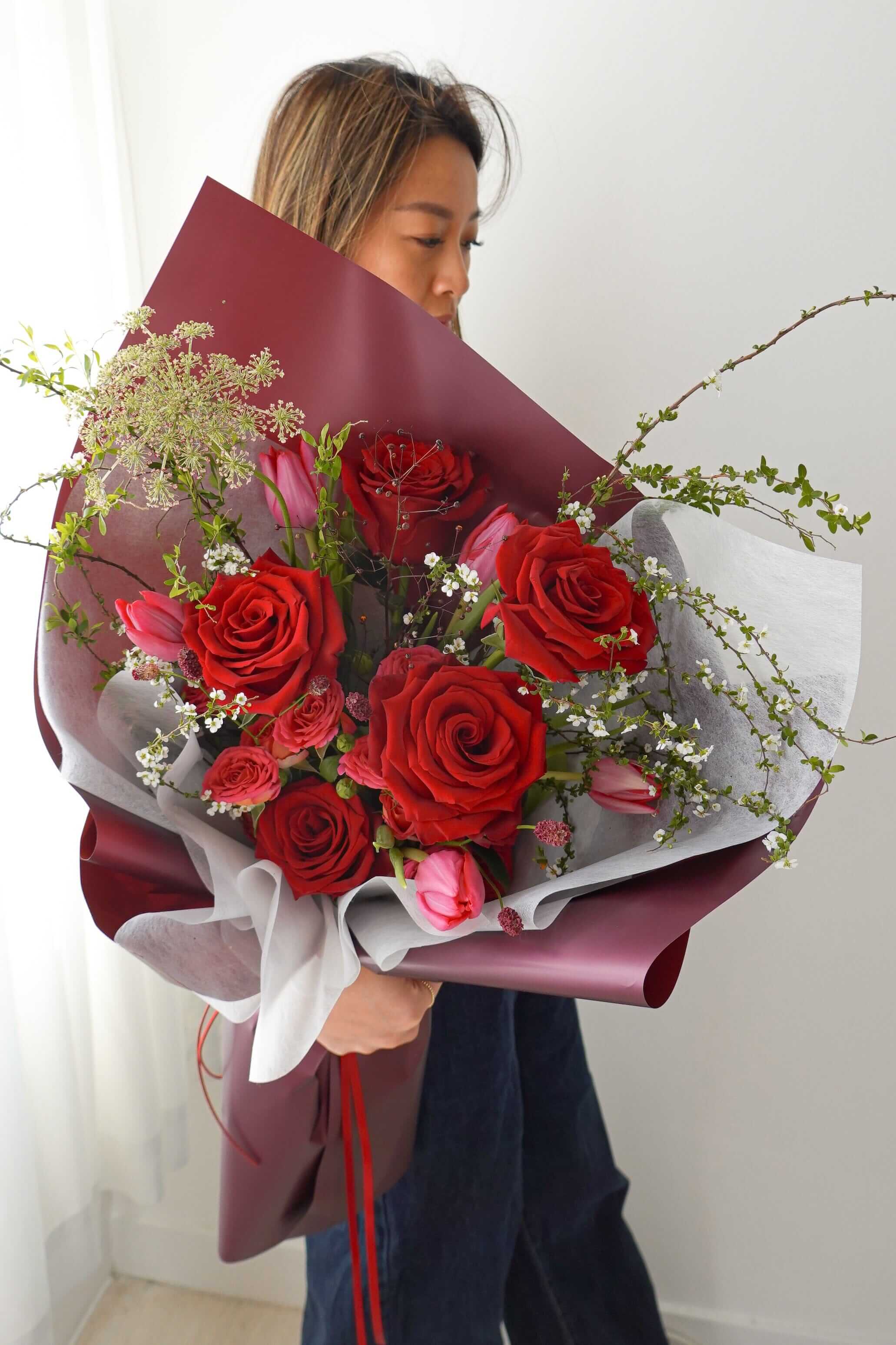 2025 情人節花束 | Rouge Trio | 紅玫瑰鬱金香花束 | Let Hope Bloom
