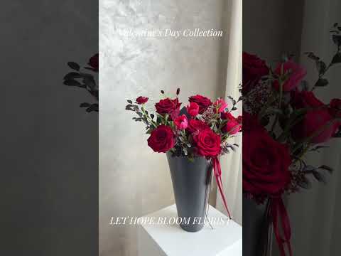 情人節花束2026 | Crazy in love | 紅色玫瑰及鬱金香花桶