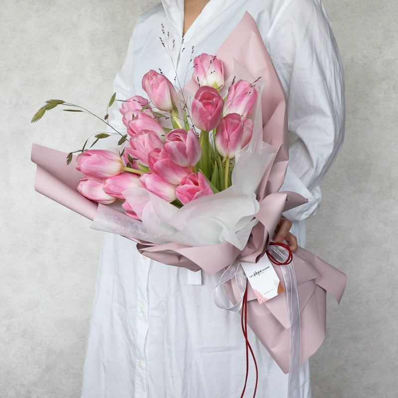 Gentle Love 粉紅色鬱金香花束 | 香港花店 | 網上訂花 | Flower Bouquet Delivery
