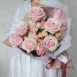 情人節花束 | Pink Trio | 粉紅玫瑰鬱金香花束 Seasonal Bouquet Let Hope Bloom