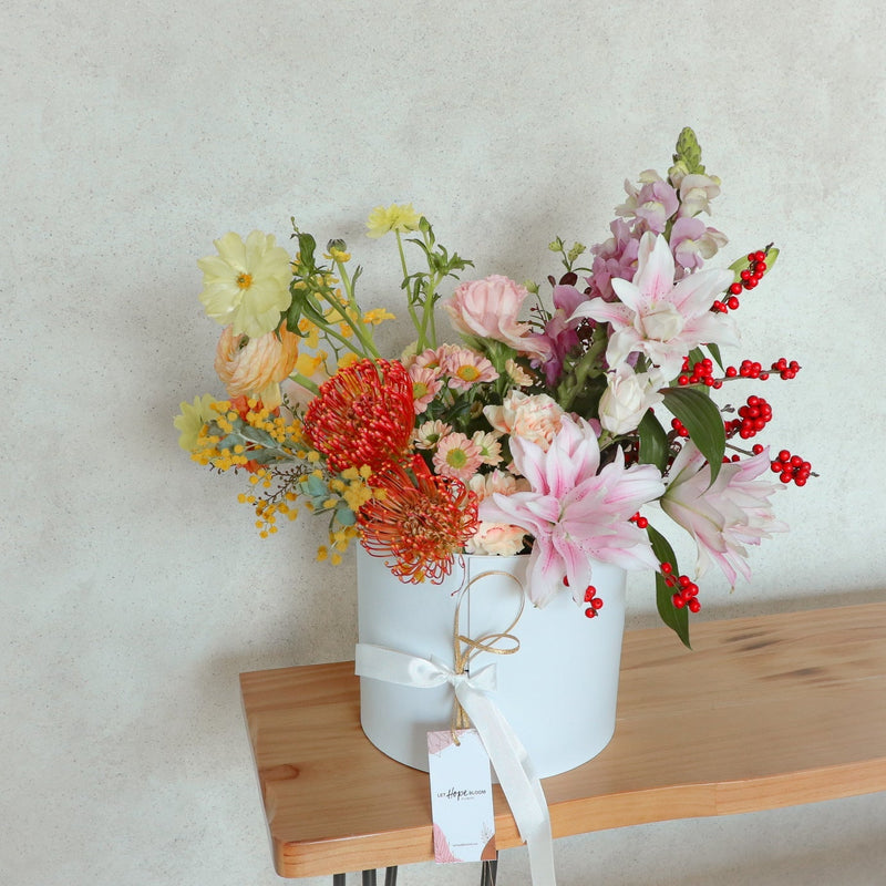 相聚．新年花盒．雙層賀年全盒 DIY Set | Let Hope Bloom | 香港花店 | 網上訂花